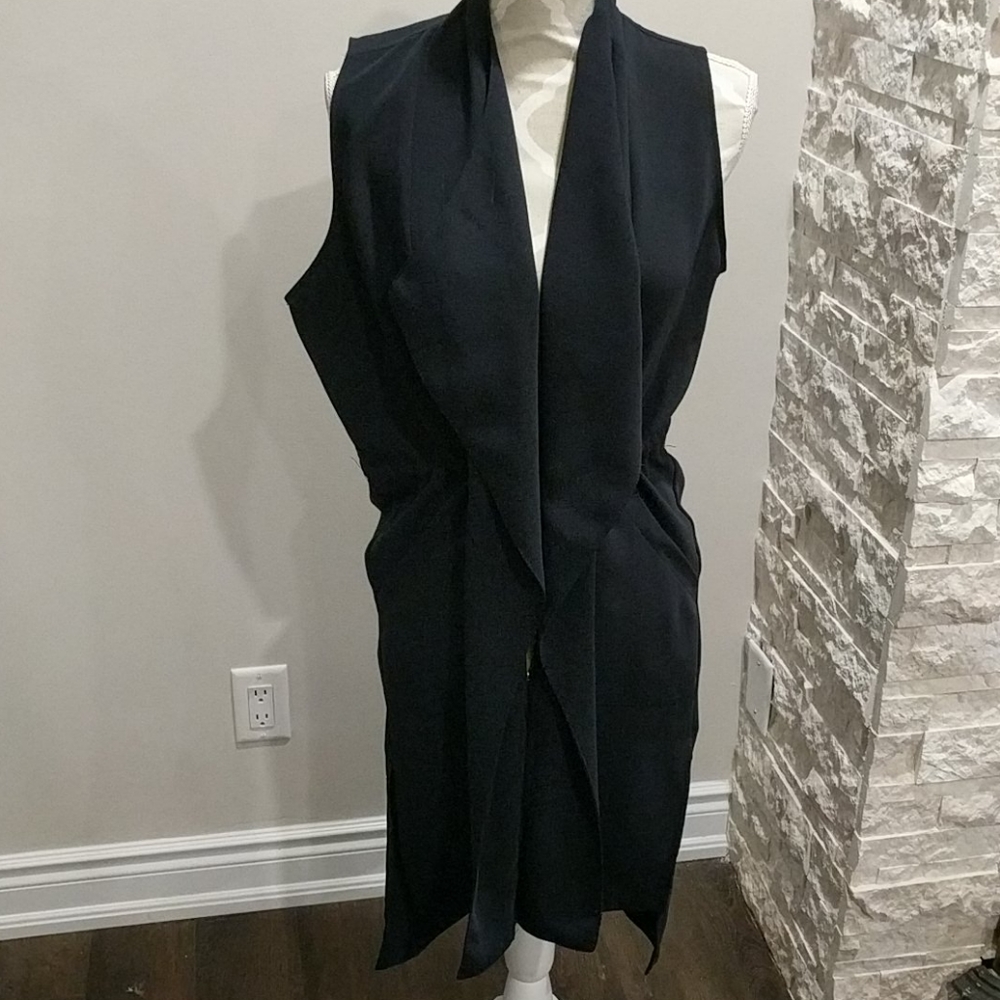 Zara navy blue sleeveless long jacket